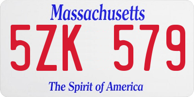 MA license plate 5ZK579