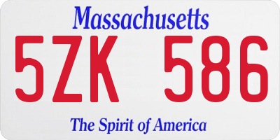 MA license plate 5ZK586