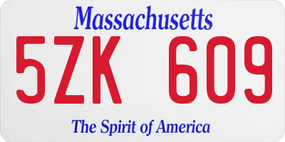 MA license plate 5ZK609
