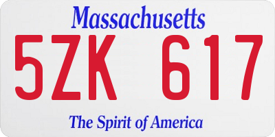 MA license plate 5ZK617