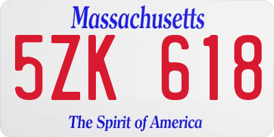 MA license plate 5ZK618