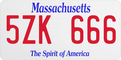 MA license plate 5ZK666