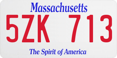 MA license plate 5ZK713