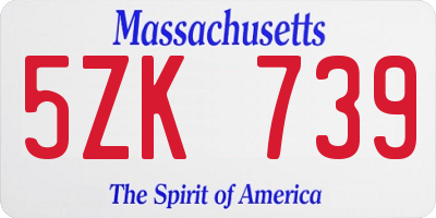 MA license plate 5ZK739