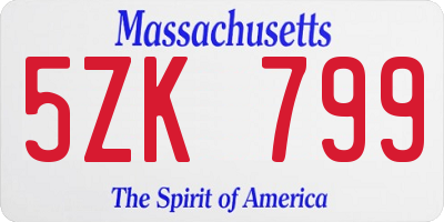 MA license plate 5ZK799