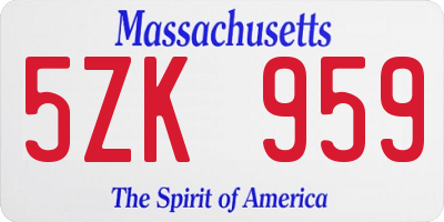 MA license plate 5ZK959
