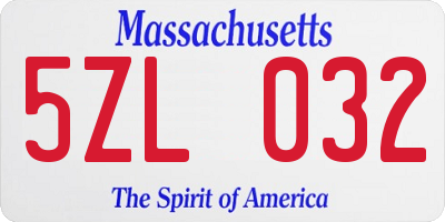 MA license plate 5ZL032