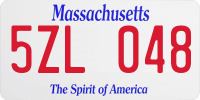 MA license plate 5ZL048