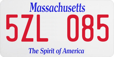 MA license plate 5ZL085