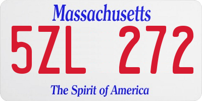 MA license plate 5ZL272