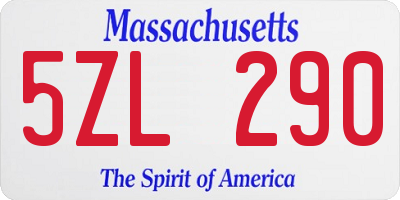 MA license plate 5ZL290