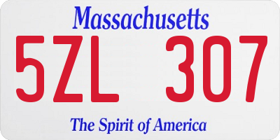 MA license plate 5ZL307