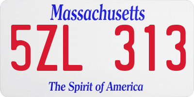 MA license plate 5ZL313