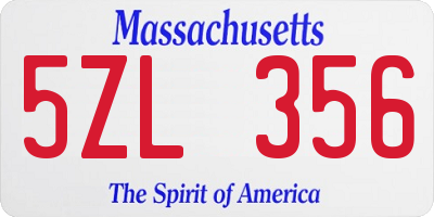 MA license plate 5ZL356