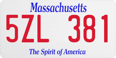 MA license plate 5ZL381