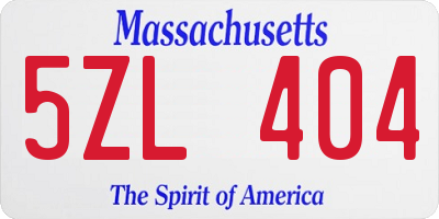 MA license plate 5ZL404