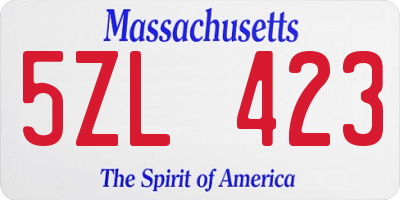 MA license plate 5ZL423