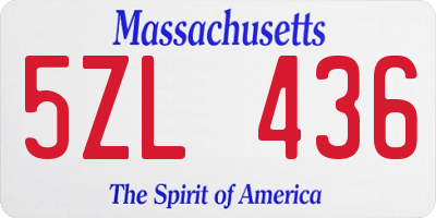 MA license plate 5ZL436