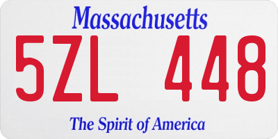 MA license plate 5ZL448