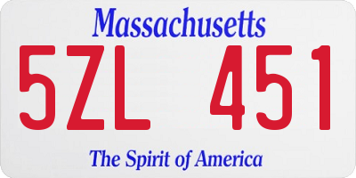 MA license plate 5ZL451