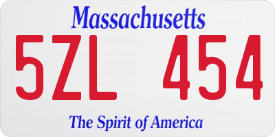 MA license plate 5ZL454