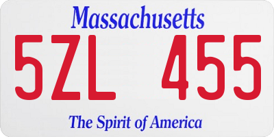 MA license plate 5ZL455