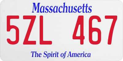 MA license plate 5ZL467