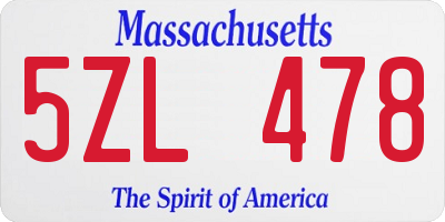 MA license plate 5ZL478