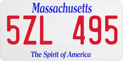 MA license plate 5ZL495