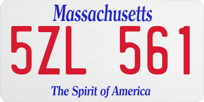 MA license plate 5ZL561