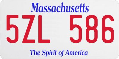 MA license plate 5ZL586