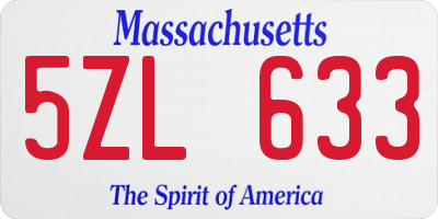 MA license plate 5ZL633