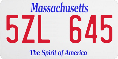 MA license plate 5ZL645