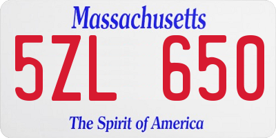 MA license plate 5ZL650