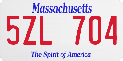 MA license plate 5ZL704
