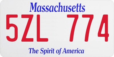 MA license plate 5ZL774
