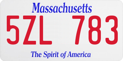 MA license plate 5ZL783