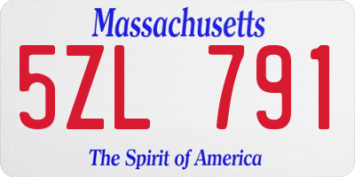 MA license plate 5ZL791