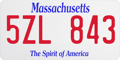 MA license plate 5ZL843