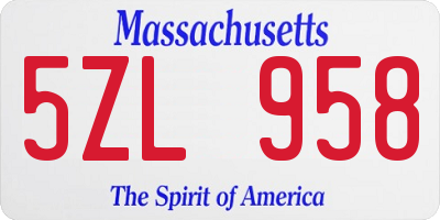 MA license plate 5ZL958