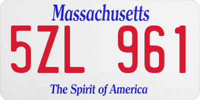MA license plate 5ZL961