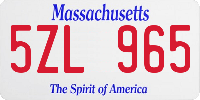 MA license plate 5ZL965
