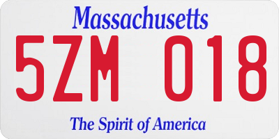 MA license plate 5ZM018
