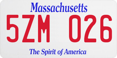 MA license plate 5ZM026