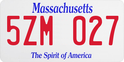 MA license plate 5ZM027