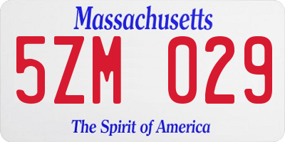 MA license plate 5ZM029