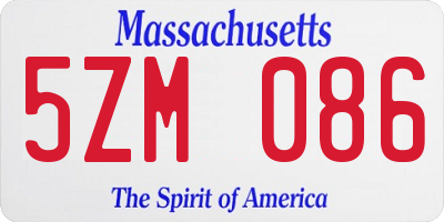 MA license plate 5ZM086