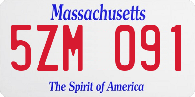 MA license plate 5ZM091