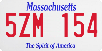 MA license plate 5ZM154