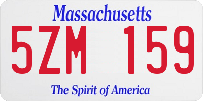 MA license plate 5ZM159